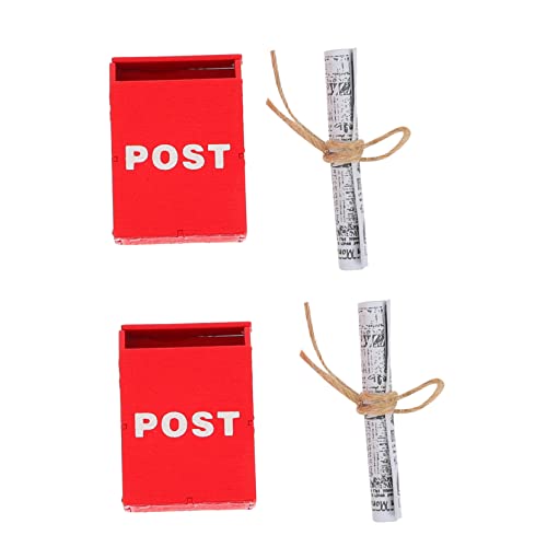 BESPORTBLE 2 Sätze Mini Briefkasten mit Zeitung Teilig Puppenhaus Dekoration Miniatur Möbel Zubehör für DIY Basteln von BESPORTBLE