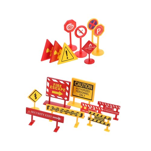BESPORTBLE 2 Sätze Mini Verkehrsschilder Spielset für Teiliges Set mit Gelben und Roten Verkehrszeichen Sicher zum Fördert von Verkehrsregeln von BESPORTBLE
