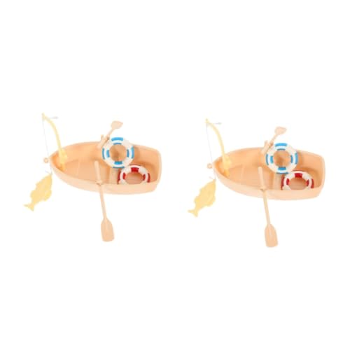 BESPORTBLE 2 Sätze Miniatur Anglerboot Set Detailreiches Plastikmodell Puppenhaus Deko Realistische Miniatur Angelspielzeuge für Micro Landschaft und Kinderzimmer Teiliges Bastelset von BESPORTBLE