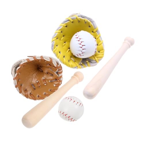 BESPORTBLE 2 Sätze Miniatur Baseball Softball Modelle Outdoor Sportspielzeug Realistische Puppenhaus Zubehör für Sportthemen Geburtstagsfeier von BESPORTBLE