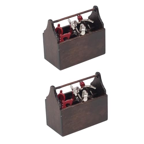 BESPORTBLE 2sätze Mini-werkzeugkasten-Anzug-Modell Aus Legierung Und Holz Lebensechtes Design Für Miniatur-szenenlayouts Und Dekoration von BESPORTBLE