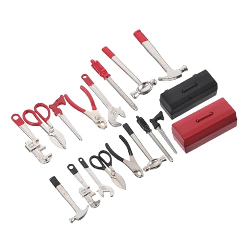 BESPORTBLE 2 Sätze Miniatur Werkzeugsatz mit Kasten Mini Hammer Schraubendreher Zange Schraubenschlüssel Vielseitig für Puppenhaus Dekoration DIY Basteln und Fotografie Robust und Tragbar von BESPORTBLE