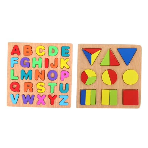 BESPORTBLE 2 Sätze Pädagogisches Holzspielzeug Geometrische Formsortierer für Lernspielzeug zur Buchstaben und Formenerkennung für Frühe Bildung und Eltern Junge Mädchen Aktivitäten Teilig von BESPORTBLE
