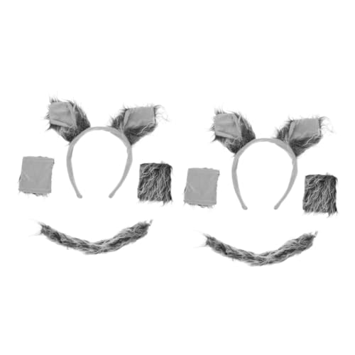 BESPORTBLE 2 Sätze Party-Kostüm-Requisite Handschuhe UPS Stirnbänder Ohren Tierschwanz -Requisiten Wolf-Cosplay-Requisiten Wolf Kostüm Bühnenaufführungs-Requisiten Tierkostüm Plüsch von BESPORTBLE