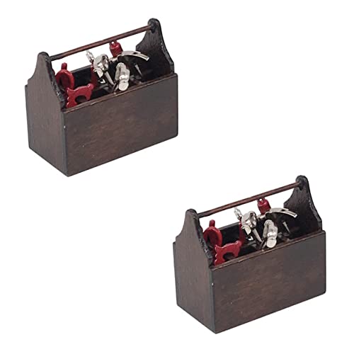 BESPORTBLE 2 Sätze Puppenhaus-Modell Mini werkzeugkoffer Hausmodellbausatz Modellkit -Tools Zubehör für Puppenhaus Familien-Toolbox-Anzugsmodell Dollhouse Dekorationen Holz Braun von BESPORTBLE