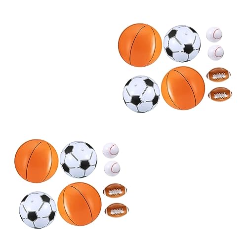 BESPORTBLE 2 Sätze Teiliges Aufblasbares Set Für Wasserbälle Fußball Basketball Und Baseball Für Strand Und Robustes Material Für Familienspaß 8 Stücke * 2 von BESPORTBLE