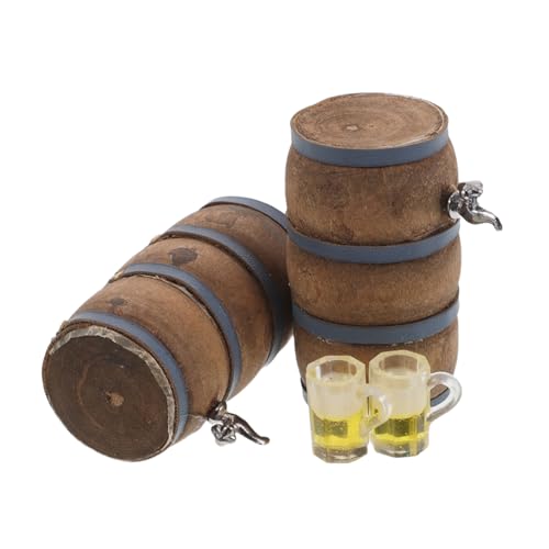 BESPORTBLE 2 Sätze Vintage Mini Wine Barrel Mit Realistischen Details Mini Haus Zubehör Für Puppenhausbar Mikro Landschaft Deko Für Sammler Und DIY Basteln von BESPORTBLE