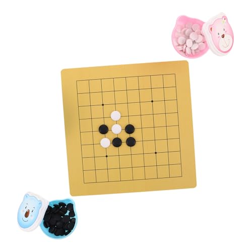 BESPORTBLE 2 Sätze Weiqi mit Doppelseitigem Holzbrett und Kunststoffsteinen Niedliches Design Einzigartiges Schachbrett für Anfänger Fördert Denkvermögen für Reise und Zuhause von BESPORTBLE