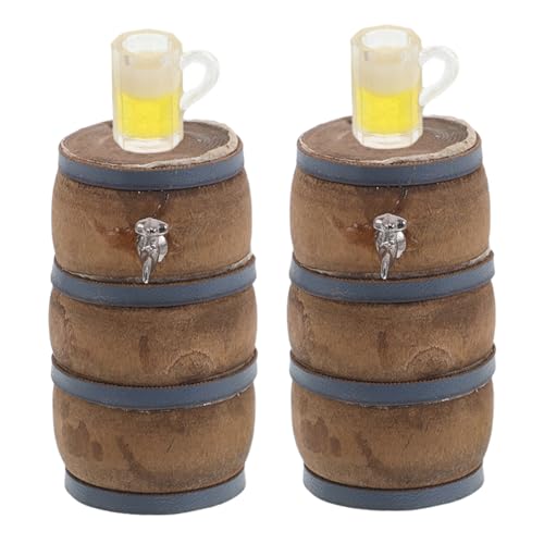 BESPORTBLE 2 Sets Miniatur Bierfass Figur Aus Holz Weinfass Modell Mit Wasserhahn Und Weinglas Miniatur Trinkbecher Für Puppenhaus Pub Bar Zubehör von BESPORTBLE