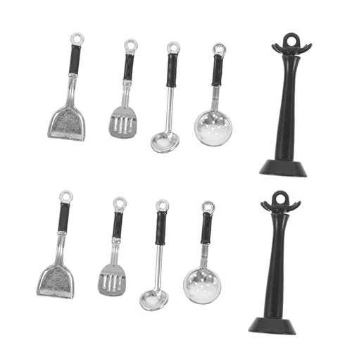 BESPORTBLE 2 Sets Puppenhaus Mini Kochgeschirr Küchenbedarf Miniatur Küchenartikel Mini Utensilien Miniatur Küchenhelfer Legierung Schwarz von BESPORTBLE