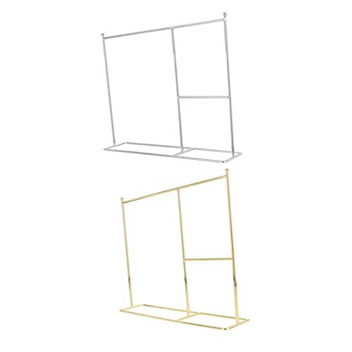 BESPORTBLE 2 Stck. Teiliges Metall Puppenkleiderständer Stabiles Miniatur Kleidungsregal für Puppen Eleganter Bjd Puppen Garderobenständer in Gold und Silber Geeignet für Puppenhaus von BESPORTBLE