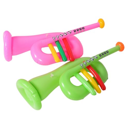 BESPORTBLE 2 Stück Aufblasbare Trompete PVC Leichtes Musikinstrument Partydeko Strandspielzeug Bühnenrequisite für Kindergeburtstag und Musikveranstaltungen Grün von BESPORTBLE
