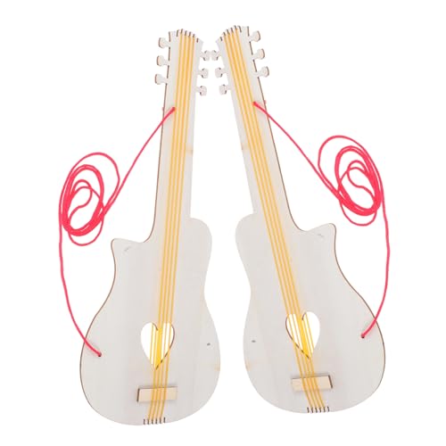 BESPORTBLE 2 Stück DIY Holz Gitarre Handgemachte Graffiti Gitarre für Unvollendetes Holz Bastelset Kreativität und Hand Augen Koordination von BESPORTBLE