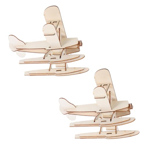 BESPORTBLE 2 Stück DIY Holzflugzeug Modellbausatz Teilig aus Natürlichem Holz Bemalbares Segelflugzeug zur Künstlerischer Fähigkeiten und Hand Auge Koordination für Schule und Familie von BESPORTBLE