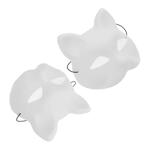 BESPORTBLE 2 Stück DIY Katzengesicht Maske aus Weißem Kunststoff Unbemalt zum Bemalen und Gestalten Tiermaske für Karneval Cosplay Maskenball Geburtstags und Kostümpartys von BESPORTBLE