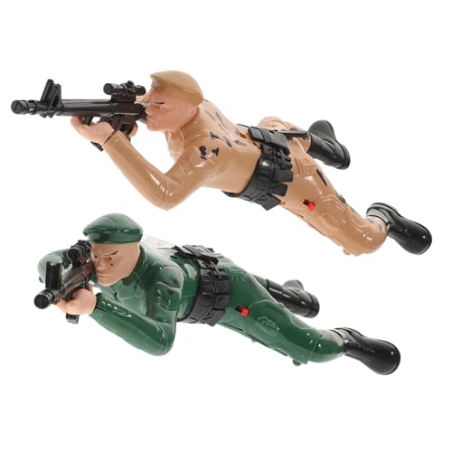 BESPORTBLE 2 Stück Elektrische Krabbelspielzeuge mit Licht und Geräusch Militärische Actionfiguren für Spielpartys Umweltfreundliches Kunststoffmaterial Batteriebetrieben ohne Batterien von BESPORTBLE