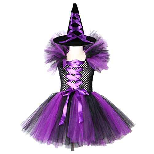 BESPORTBLE 2 Stück Halloween Kostüm für Mädchen Teiliges Schwarzes Hexen Outfit mit Tüllrock und Hut für Jahre Cosplay Dress für Karneval und Halloween von BESPORTBLE