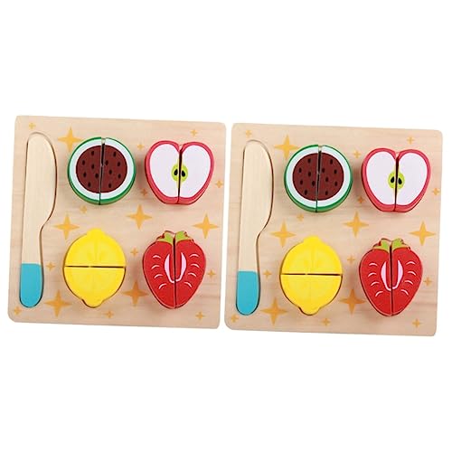 BESPORTBLE 2 Stück Holz Obst Schneidepuzzle für Buntes Fruchtspielzeug zum Schneiden Pädagogisches Lernset für Hand Auge Koordination Langlebiges Holzspielzeug für Jungen und Mädchen von BESPORTBLE