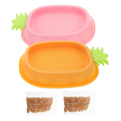 BESPORTBLE 2 Stück Hydroponisches Katzengras Pflanztöpfe Indoor Pflanzenbox für Katzen Lernspielzeug für Pflegeleicht Ananas Design von BESPORTBLE