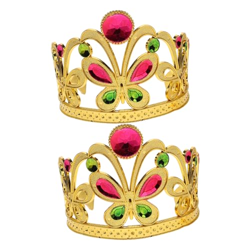 BESPORTBLE 2 Stück Kronen Haarreif mit Bunten Edelsteinen Leichte Resin Tiara Komfortabler Kopfschmuck für Geburtstag Party Fest Prinzessinnen Krone für Mädchen von BESPORTBLE