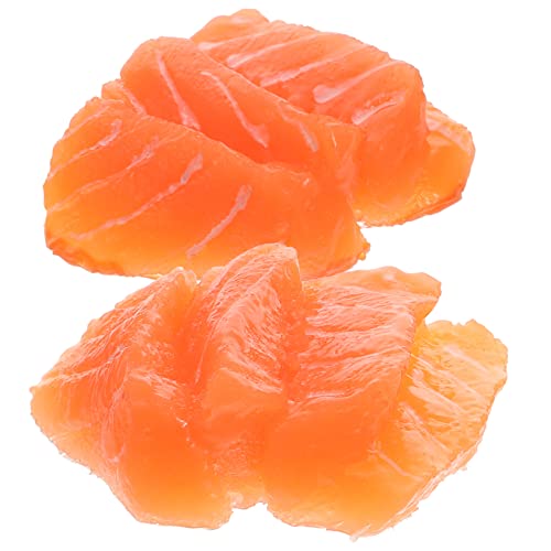 BESPORTBLE 2 Stück Künstliche Lachsfilet Modelle Teilig Realistische Sushi Teller Dekorationen Lebensnahe Fischfleisch Nachbildung für Restaurant Fotorequisiten und Wohnkultur von BESPORTBLE