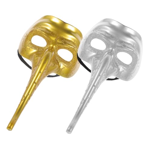 BESPORTBLE 2 Stück Lange Nasen Masken Steampunk Masquerade Masken für Herren Verstellbar mit Riemen für Halloween Maskenball Party und Karneval Komfortabel und Langlebig Gold und Silber BESPORTBLE 2 Stück Lange Nasen Masken Steampunk Masquerade Masken für Herren Verstellbar mit Riemen für Halloween Maskenball Party und Karneval Komfortabel und Langlebig Gold und Silber von BESPORTBLE
