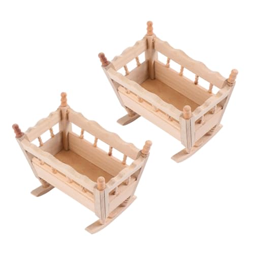 BESPORTBLE 2 Stück Maßstab Handgefertigte Babybett Miniatur Kreative Mini Szene Ornament für Puppenhaus Dekoration und Fotorequisiten von BESPORTBLE