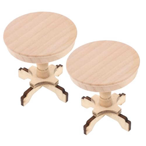 BESPORTBLE 2 Stück Maßstab Leichter Runder Holzteetisch Mobiler Puppenhaus Beistelltisch für Kreative Dekoration und Sammlungen von BESPORTBLE