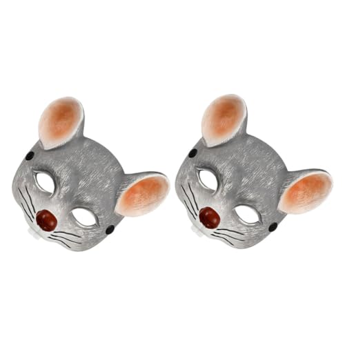 BESPORTBLE 2 Stück Mausmaske Maskenballmaske Kostümmaske Masken Halloween Gesichtsmaske Kostüm Gesicht Karnevalsmaske Für Halloween Gruselmaske Hellgrau Pu Schaum von BESPORTBLE