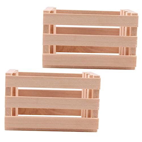 BESPORTBLE 2 Stück Mini Holzrahmen Aufbewahrungskorb Teilig Langlebig und Realistisch Leichte Miniatur Dekoration für Puppenhaus Kompakt Stilvoll für Spielzeughaus und Eltern Spiel von BESPORTBLE