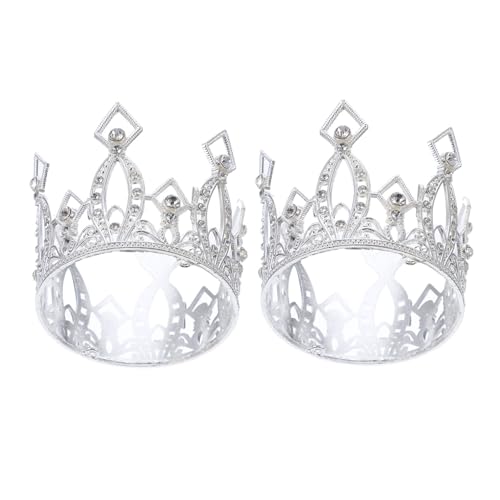 BESPORTBLE 2 Stück Mini Kronen Tortenaufsatz für Kindergeburtstag Glamouröse Tortendekoration für Partys Silberne Krone als Tiara für Besondere Anlässe von BESPORTBLE