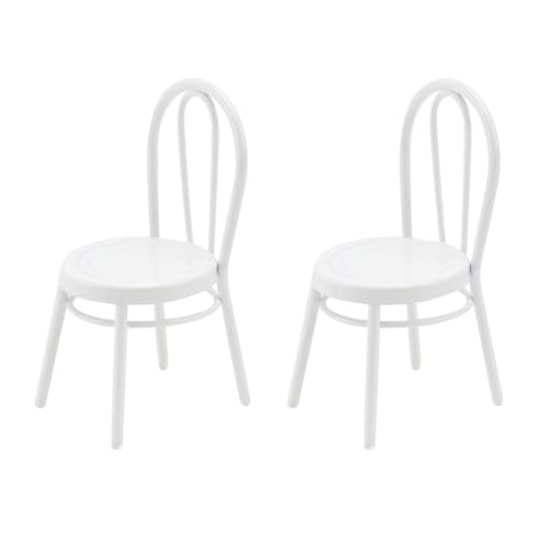 BESPORTBLE 2 Stück Mini Kunststuhl Imitationsstühle für Puppenhäuser Dekorative Miniaturmöbel für Kinderzimmer und Mini Weiß Iron Artificial Chair Accessory von BESPORTBLE