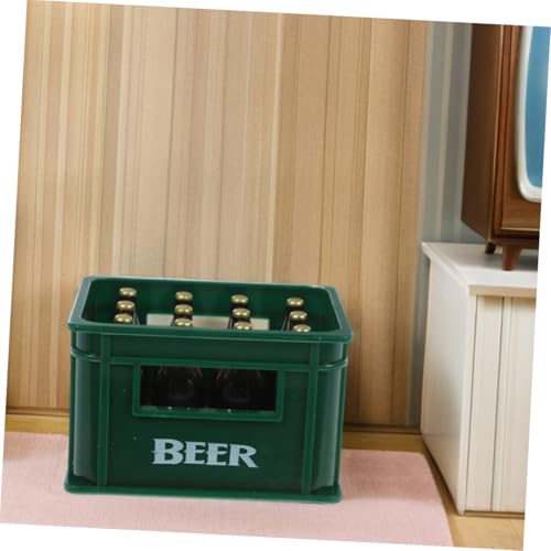 BESPORTBLE 2 Stück Miniatur Bierkasten Puppenhaus Zubehör Mini Bierflaschen Harz Weinkorb Puppenhaus Küche Bar Garten Dekoration Fotorequisite Realistische Mini Flaschen von BESPORTBLE