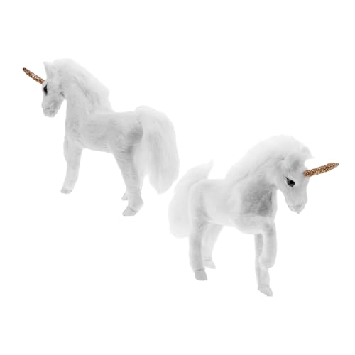 BESPORTBLE 2 Stück Miniatur Einhorn Figuren mit Weichem Kunstpelz Realistische Tiermodelle für Wohnzimmer Dekoration Fotorequisiten und Kreatives von BESPORTBLE