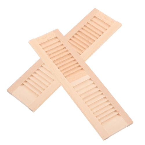 BESPORTBLE 2 Stück Miniatur Holz Jalousien Teilig Puppenhaus Dekoration Realistisch Gestaltete Fensterläden für Puppenmöbel und Miniaturhäuser DIY Zubehör für Puppenbett und Landschaftsszene von BESPORTBLE