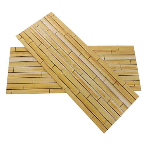 BESPORTBLE 2 Stück Miniatur Holzfußboden für Puppenhaus Realistisches DIY Mini Bodenbelag aus Holz Einfache Montage Langlebige Miniatur Bodenplatten für Puppenhaus Küche und Bad von BESPORTBLE
