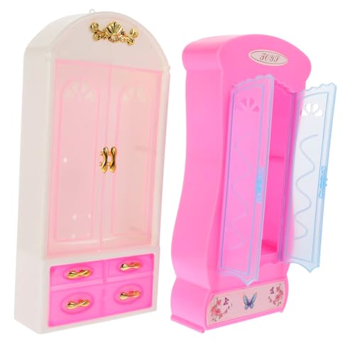BESPORTBLE 2 Stück Miniatur Kleiderschrank Teiliges Puppenhaus Möbel aus Kunststoff für Schlafzimmer Wohnzimmer Dekoration Kompatibel mit Barbies und Anderen Puppen von BESPORTBLE