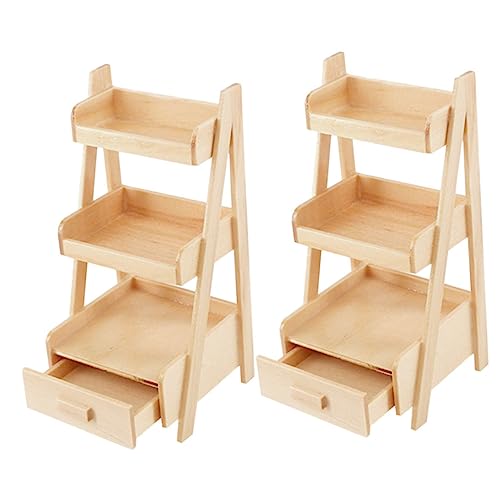 BESPORTBLE 2 Stück Miniatur Möbel Teiliges Dekoratives Puppenhaus Regal Holzspielzeug für Kreative Gestaltung und Spiel für Miniatur von BESPORTBLE