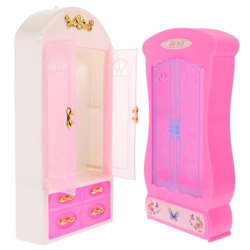BESPORTBLE 2 Stück Miniatur Puppenhaus Kleiderschrank Teiliges Kunststoffmöbel für und Andere Puppen Perfekter Mini Schrank für Schlafzimmer und Wohnzimmer Deko von BESPORTBLE