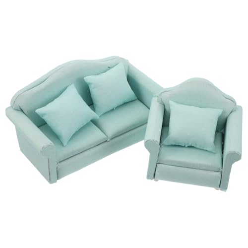 BESPORTBLE 2 Stück Miniaturmöbel für Puppenhaus Teiliges Sofa mit Kissen Farbintensives Design für Wohnzimmer Szenen Fördert Spiel und Sammlerstücke von BESPORTBLE