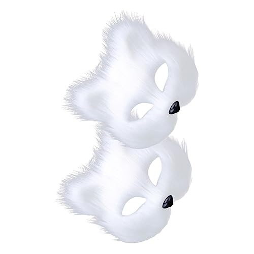 BESPORTBLE 2 Stück Partymaske Fuzzy Kostümmaske Fuchs Übernachtungsmaske Maskerade Flauschige Kostüme Damen Halbmaske Katze Cosplay Masken Kostüm Pelzig Pelzmaske Stoffmaske Detailreich von BESPORTBLE
