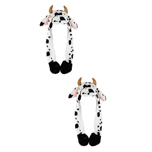 BESPORTBLE 2 Stück Plüsch Kuhmütze mit Beweglichen Ohren Weiche Hautfreundliche Partyhaube Lustiger Cartoon Kostümhut für Erwachsene für Fasching Halloween und Foto Requisiten von BESPORTBLE