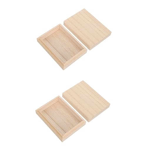 BESPORTBLE 2 Stück Pokerkarten Holzbox mit Deckel Rechteckige Kartenspiel Aufbewahrung Langlebige Versiegelte Holzkiste Kompakt Multifunktionale Spielkarten und Kleinteile Aufbewahrung von BESPORTBLE