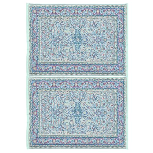BESPORTBLE 2 Stück Puppenhausmöbel Miniatur-Teppich: Kleiner rechteckiger Teppich – Bodendecke mit Blumendruck – Minihaus Vintage-Dekor-Accessoires für Kinder und Mädchen von BESPORTBLE