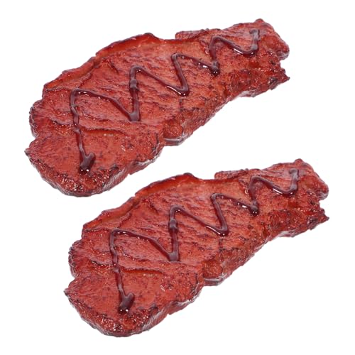 BESPORTBLE 2 Stück Realistische Künstliche Steak Deko Täuschend Echtes Gebratenes Roastbeef Modell für Markt Küche Fotografie Vielseitige Party und Schaufensterdekoration Braun von BESPORTBLE