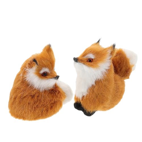 BESPORTBLE 2 Stück Realistische Mini Fuchs Figur Plüsch Tierfigur Detaillierte Tierdekoration für Zuhause Büro Babyparty von BESPORTBLE