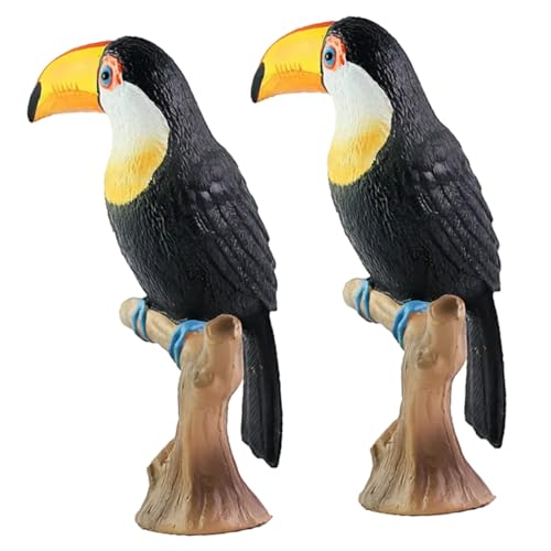 BESPORTBLE 2 Stück Realistische Toucan Figuren Detailgetreue Wildtier Dekoration für Zuhause Leichte Vogelstatuen als Lernspielzeug und für Garten Büro und Wohnraumgestaltung von BESPORTBLE
