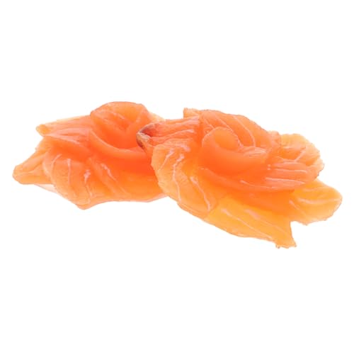 BESPORTBLE 2 Stück Simulation Fisch Modell Realistische Lachsscheiben Deko Küchen Requisite Fotografie Requisit Lebensecht Künstlich Japanisches Sushi Food Prop von BESPORTBLE