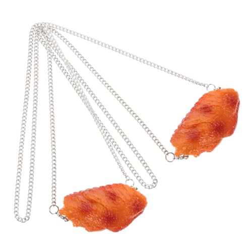 BESPORTBLE 2 Stück Simulation Hühnerflügel Halskette Kreative Food Pendant Kette aus Metall und PVC Langlebig Modisches Hip-hop Accessoire für Einzigartige Outfits BESPORTBLE 2 Stück Simulation Hühnerflügel Halskette Kreative Food Pendant Kette aus Metall und PVC Langlebig Modisches Hip-hop Accessoire für Einzigartige Outfits von BESPORTBLE