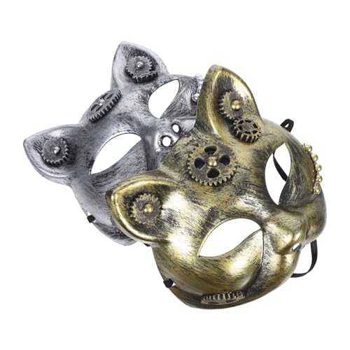 BESPORTBLE 2 Stück Steampunk Halbgesichtsmaske Katzenmotiv Punk Stil Vintage Mechanisch Design Leicht und Kompakt für Halloween Cosplay Maskerade Party Karneval BESPORTBLE 2 Stück Steampunk Halbgesichtsmaske Katzenmotiv Punk Stil Vintage Mechanisch Design Leicht und Kompakt für Halloween Cosplay Maskerade Party Karneval von BESPORTBLE